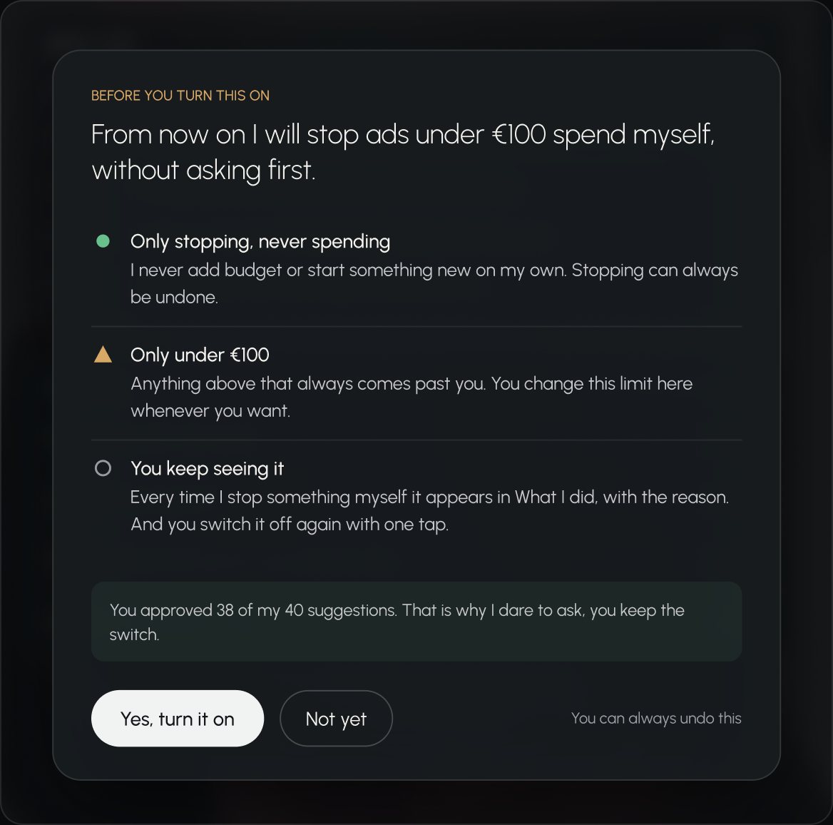 An employee asking permission, with its limits alongside